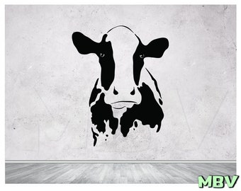 Cow Wall Decal | Cow Head Wall Art | Cow Wall Decor | Cow Vinyl Sticker | Agriculture Ranch kitchen decor | Removable decals | Free Shipping