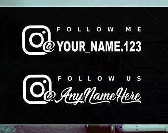 Follow us me INSTAGRAM custom vinyl decal - personalized Text vinyl sticker- wall decals  car window - laptop social marketing IG influencer