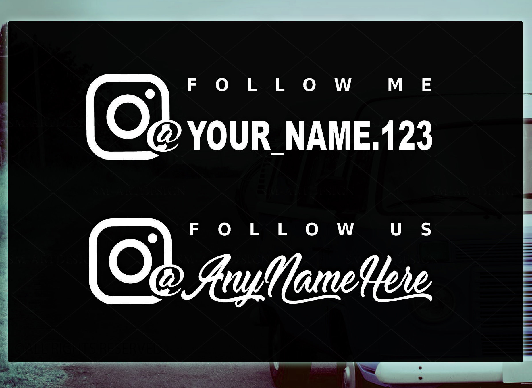 Follow us me INSTAGRAM custom vinyl decal personalized Text Etsy
