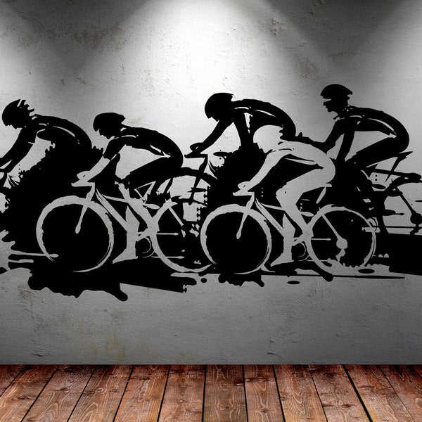 Race Bike Wall Decal - Road Bike Wall vinyl Decal - Bike Wall Art - Cyclist Wall Decor - Road Bike Rider Gift