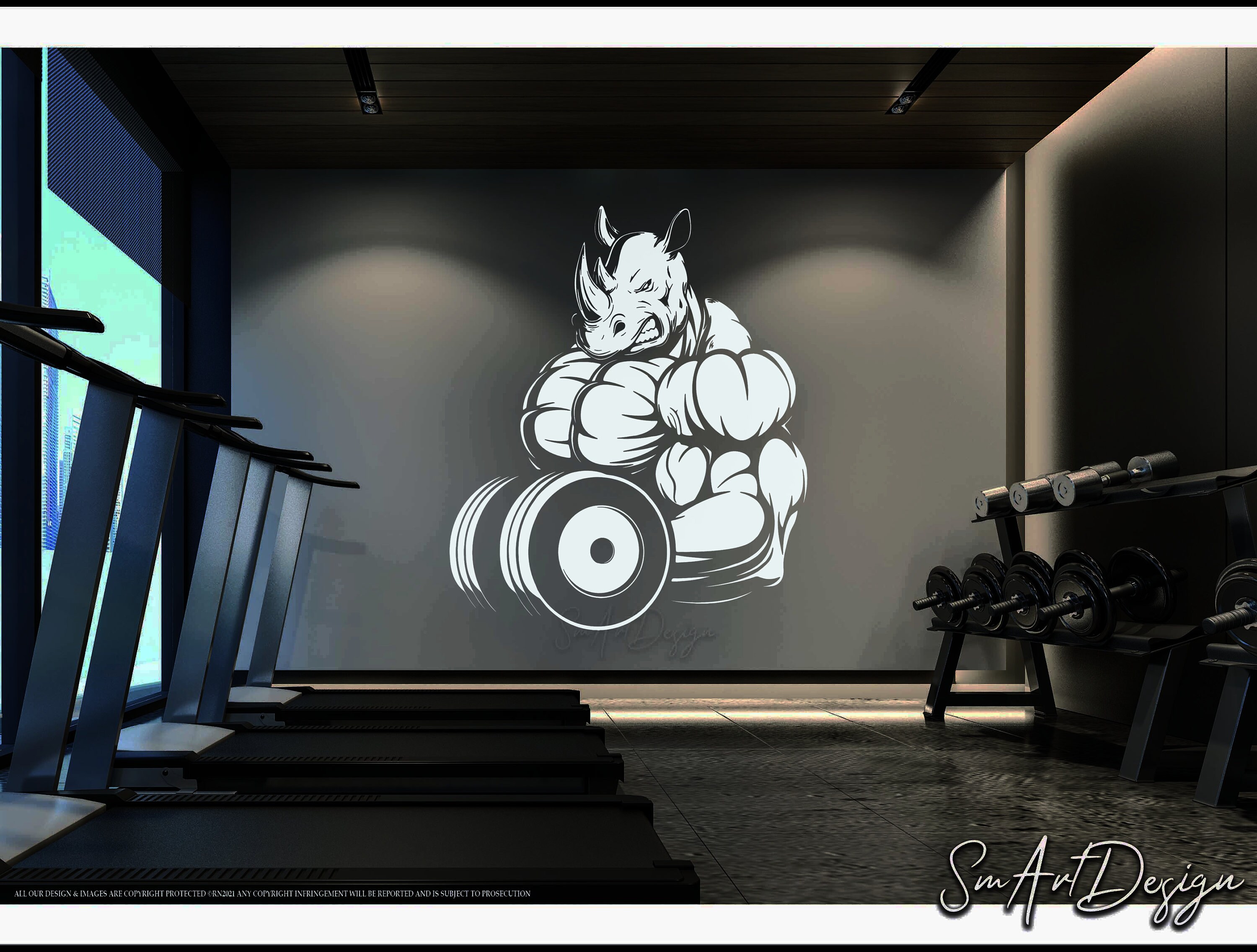 Gorilla Gym Wall Decal Lifting Gorilla Fitness Motivation Muscle Brawn  Barbell Gym Crossfit Sport Art Mural Vinyl Sticker (48W x 22H)