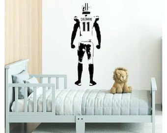 Personalized Name Football Decal - American Football Wall Art Sports Wall decor vinyl sticker boy bedroom  - Choose Name and Jersey Numbers