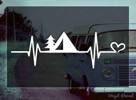 I Heart Camping Heartbeat Vinyl Car Window Decal Bumper Sticker US Seller