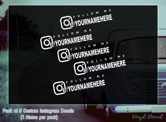 Follow Me Instagram Custom Vinyl Decal Pack Of 5 8 X Etsy