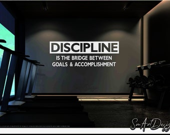 DISCIPLINE Fitness Wall Decor - Motivational Home gym Vinyl lettering Wall saying weight room ideas brigde between goals and accomplishment