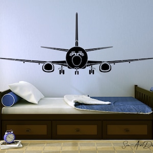 Airplane Wall Decal | Airplane with eyes Wall Art | Large Wall Decor | Vinyl Sticker | boy bedroom decor | Removable decals | Free Shipping