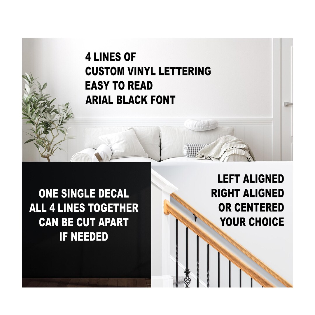 Custom Vinyl Lettering Decal – 4 Line Text, Arial Black Font - Etsy ...
