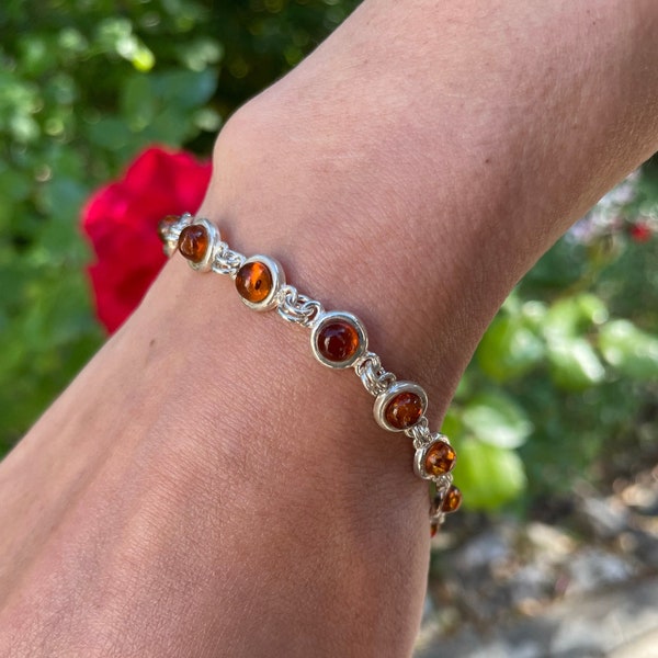 Bracelet ambre et argent