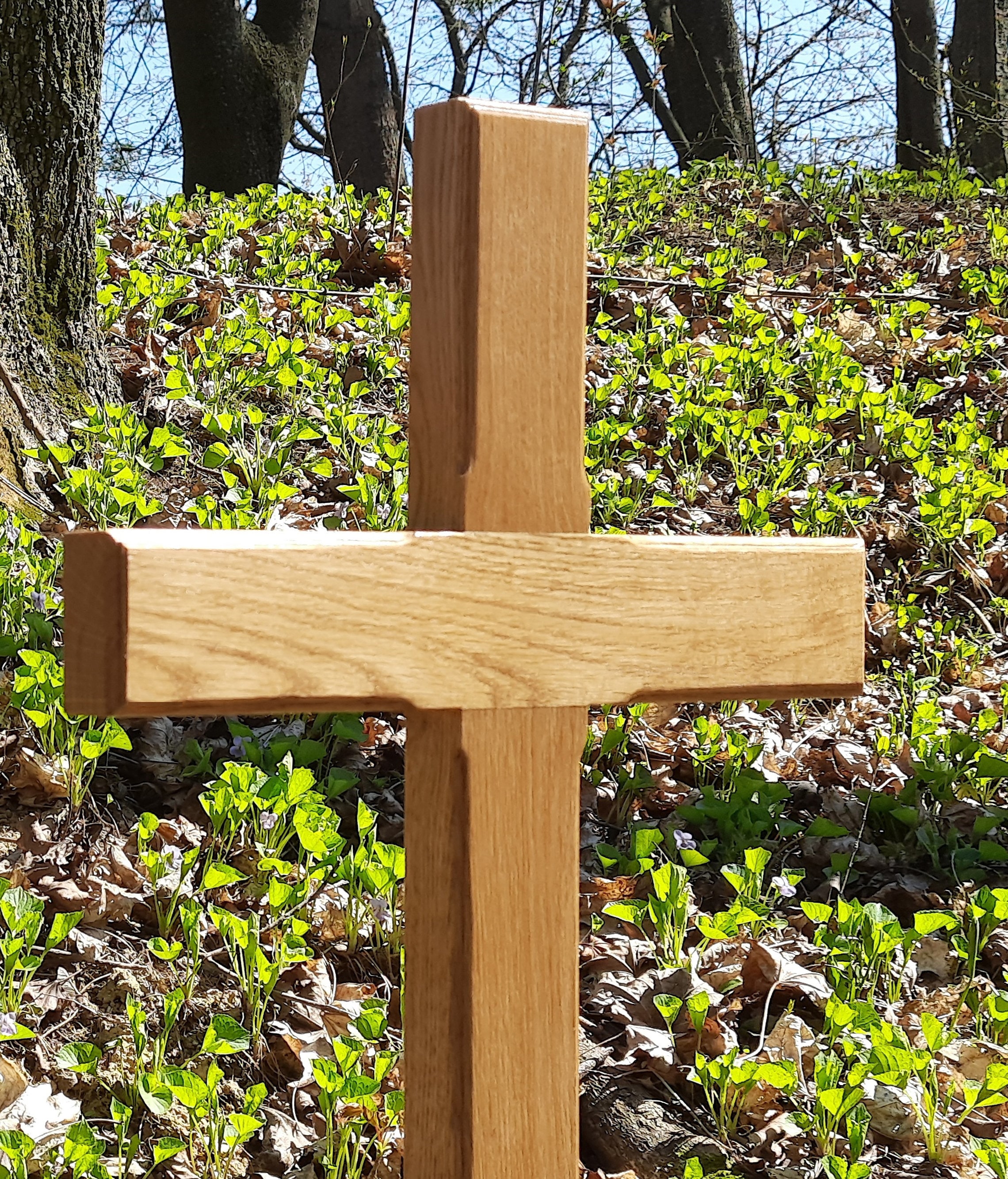 Large 36 Solid Oak Wood Memorial Cross Wooden Grave Etsy