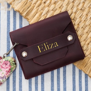 Portafoglio piccolo in pelle da donna, Portafoglio porta carte in pelle, Porta carte personalizzato, Portafoglio porta carte di credito da donna, Portafoglio piccolo inciso