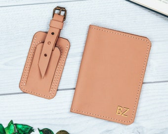 Leather passport cover,Luggage tags,Leather passport holder and luggage tag,Passport wallet personalized,Passport organizer