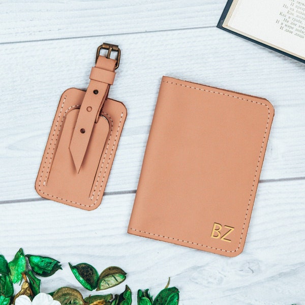 Leather passport cover,Luggage tags,Leather passport holder and luggage tag,Passport wallet personalized,Passport organizer