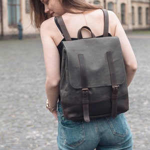 Leather backpack women handmade,Laptop rucksack,Casual backpack,Work backpack for women,City backpack,Leather laptop backpack,Daily backpack image 1