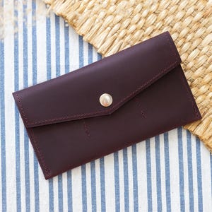 Cartera de piel tipo sobre, Cartera tipo sobre con monedero, Cartera de piel tipo sobre para mujer, Cartera larga para mujer, Cartera personalizada para mujer