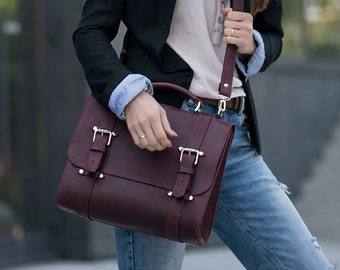 Leather satchel purse,Leather satchel full grain,Personalized satchel bag,Leather college bag,Leather school bag,Messenger bag red