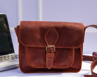Small leather crossbody bag women, Leather crossbody purse, Mini messenger bag, Crossbody satchel purse, Womens small purse, Handcrafted bag