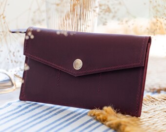 Cartera de piel para mujer, Cartera personalizada para mujer, Cartera fina para mujer, Cartera de piel para mujer, Cartera de piel magnética para mujer, Cartera tipo sobre