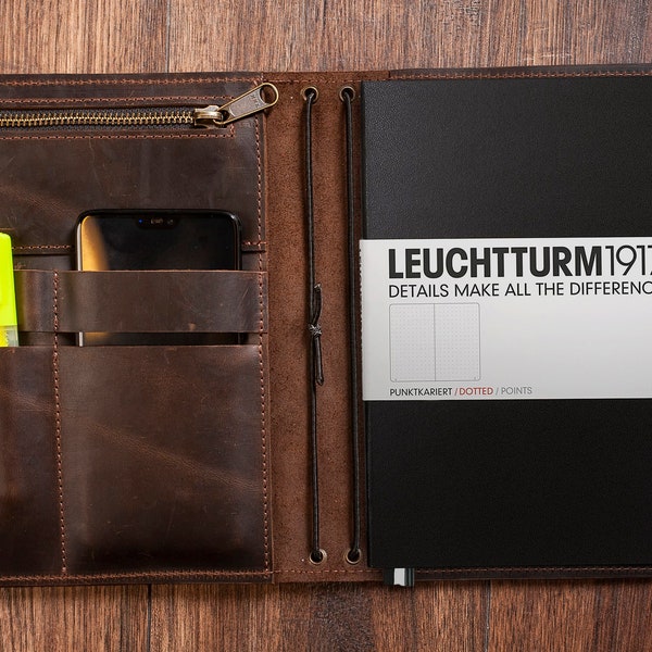 Cubierta Leuchtturm1917, cubierta de agenda, diario de viaje recargable, diario de cuero recargable personalizado