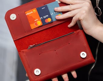 Large leather wallet women, Monogrammed leather wallet, Leather phone wallet long, Leather clutch wallet, Minimalist leather wallet women