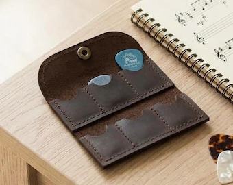 Handmade leather guitar pick holder,Custom guitar pick case leather,Leather guitar pick pouch,Leather pick pouch case,Gift for guitar player