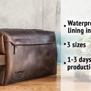 Trousse de toilette en cuir pour homme personnalisée, cadeau pour papa et fille, cadeau d'anniversaire de mari, cadeau de fête des pères en cuir