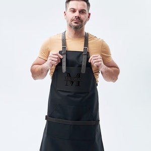 Canvas garden apron personalized, Gardening apron for men, Garden apron with pockets, Gardening apron custom, Gardener gift Dad image 1