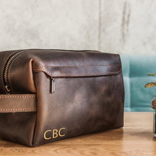 Personalized Leather Dopp Kit for Men Leather Toiletry Bag Etsy