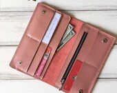 ◇NICK&NICOLE◇ VINTAGE LEATHER SOFT CARD WALLET_PINK Nicks Leather Snap Wallet