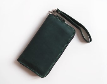 Portafoglio pochette in pelle, portafoglio con cerniera in pelle, portafoglio da donna fatto a mano, portafoglio pochette da donna, portafoglio a marsupio in pelle, portafoglio lungo in pelle