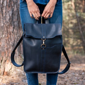 Leather backpack women laptop, Custom backpack woman, Womens backpack purse leather, Handmade backpack purse, Engraved backpack women image 2