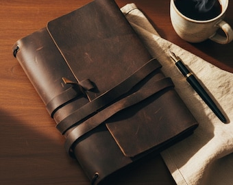 Leather journal refillable, Handmade journal 5x8, Personalised journal cover, Leather bound journal, Personalized journal notebook