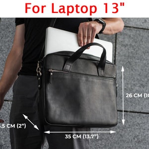 Personalized leather laptop bag, MacBook shoulder bag, Leather laptop bag 13 inch, MacBook Pro 13 bag, MacBook Air bag, Laptop satchel men imagem 4