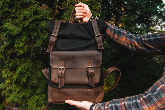 Mochila hombre Mochila lona encerada Mochila piel negra Mochila hombre Mochila escolar Mochila monedero Mochila piel Mochila hombre Etsy Mexico