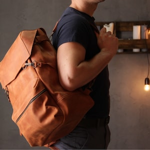 Mochila de cuero para hombre, Mochila para portátil para hombre, Mochila grande, Mochila para portátil para hombre de 15 pulgadas, Mochila para portátil con logo, Mochila para hombre de trabajo