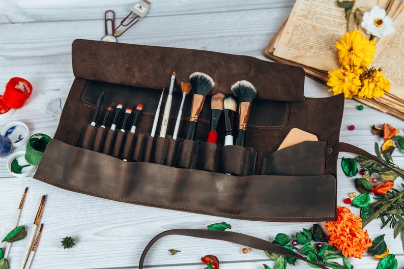 Makeup Brush Bagroll up Makeup Bagbrush Roll up Casecustom Etsy