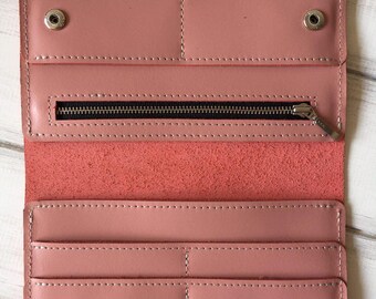 ◇NICK&NICOLE◇ VINTAGE LEATHER SOFT CARD WALLET_PINK Pink Leather Women Wallet,minimalist Wallet,slim Wallet