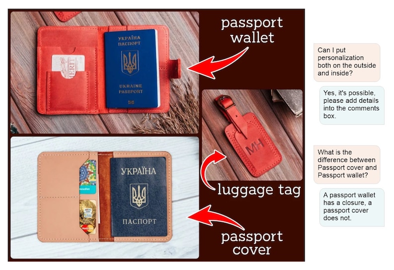 Personalised passport holder,Travel gift for men,Engraved passport cover,Custom travel wallet image 3