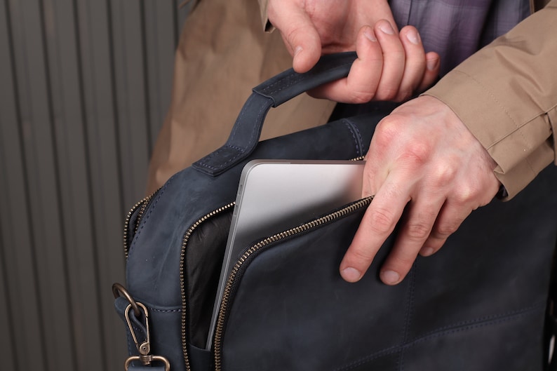 Cartera de cuero para hombre, Cartera de cuero para hombre, Cartera de cuero para hombre, Bolsa de computadora hecha a mano, Bolsa de hombro para hombre, Cartera de cuero para mensajero imagen 10