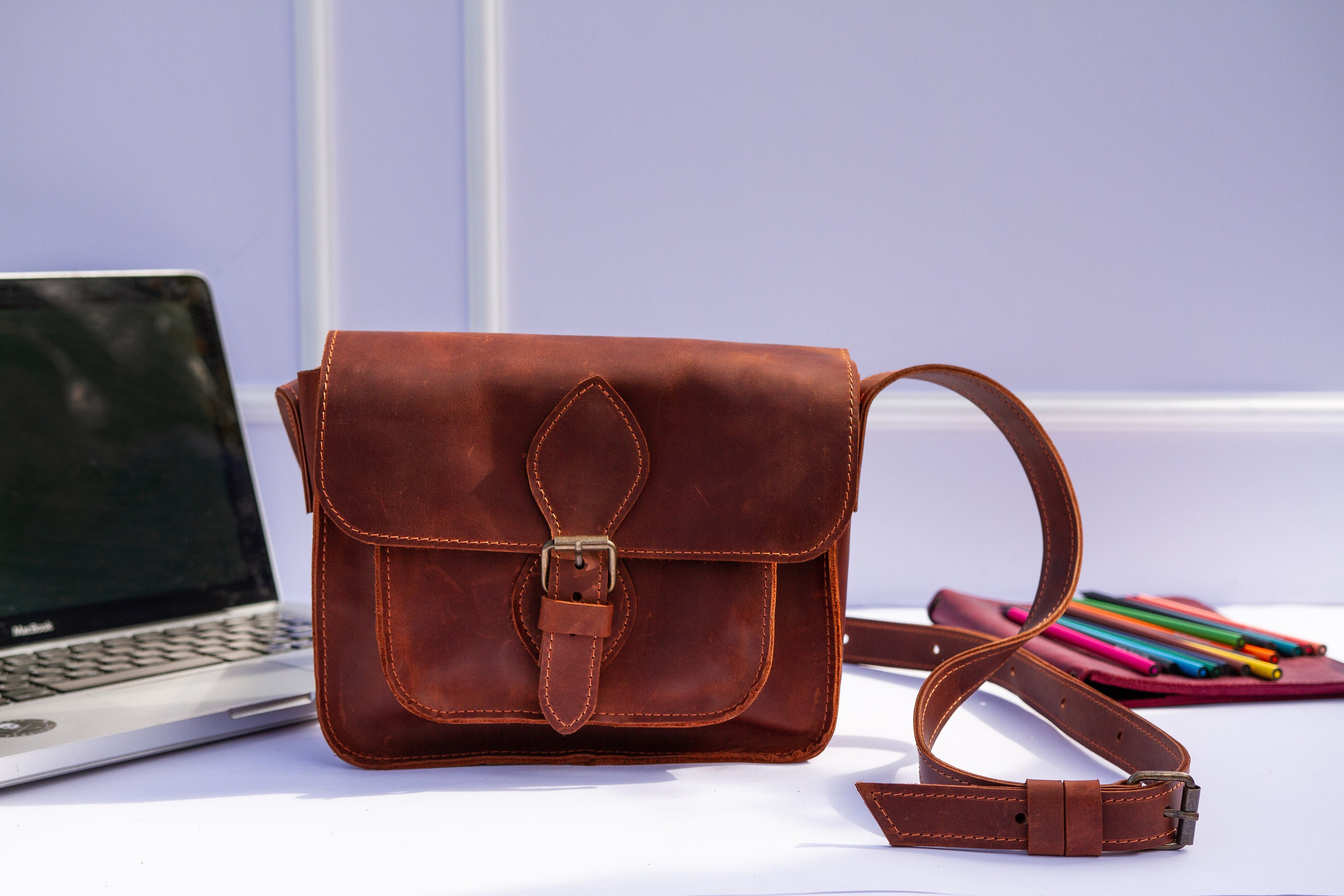 Leather Laptop Bag womens Leather Crossbody Bag small Crossbody