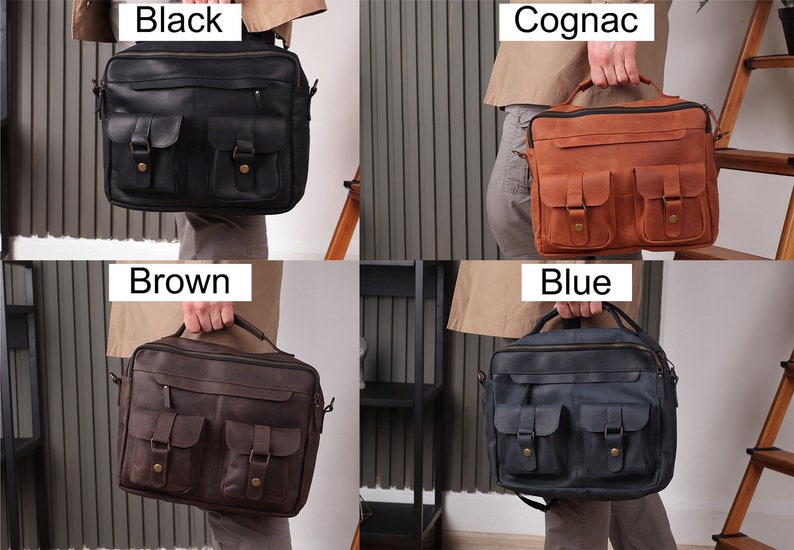 Cartera de cuero para hombre, Cartera de cuero para hombre, Cartera de cuero para hombre, Bolsa de computadora hecha a mano, Bolsa de hombro para hombre, Cartera de cuero para mensajero imagen 6