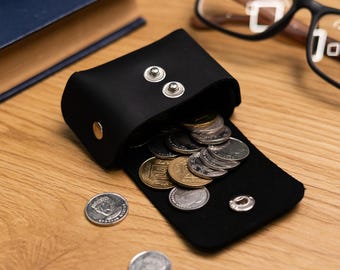 Belt coin purse, Leather coin pouch for belt, Small belt pouch, Leather change purse with snap, Leather change holder, Leather change pouch