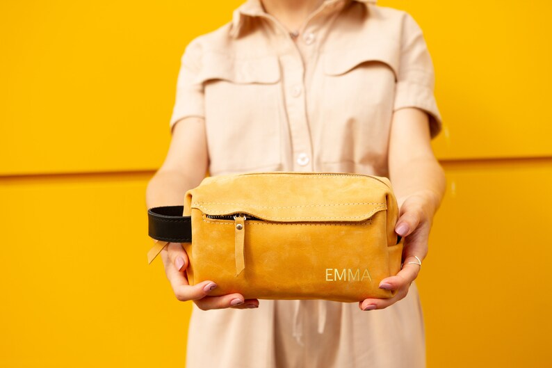 Mothers day gift leatherMakeup bag for womenLeather makeup image 0