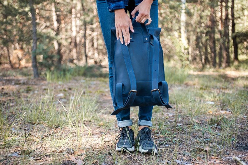 Leather Backpack Women, Laptop backpack, Travel backpack,Roll backpack,Leather backpack,Hipster backpack,Leather rucksack,Green backpack image 2