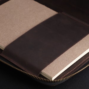 Leather Notebook Folder,Personalized Notebook Folder,Leather A4 Notebook Folder,Notebook Folder Portfolio,Leather Notebook Folder Zipper image 3