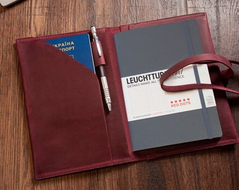 Leuchtturm1917 leather cover,Agenda cover,Organizer portfolio,Travel journal personalised,A5 notebook personalised
