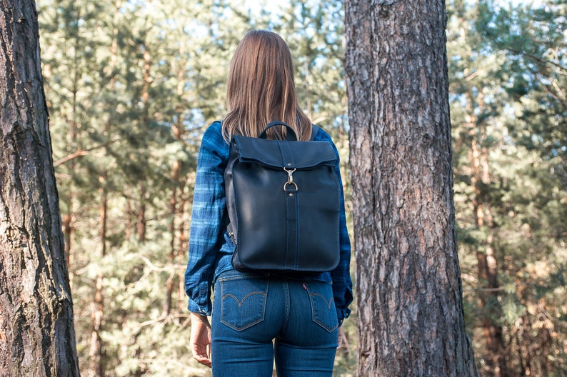 Leather backpack women laptop, Custom backpack woman, Womens backpack purse leather, Handmade backpack purse, Engraved backpack women image 1