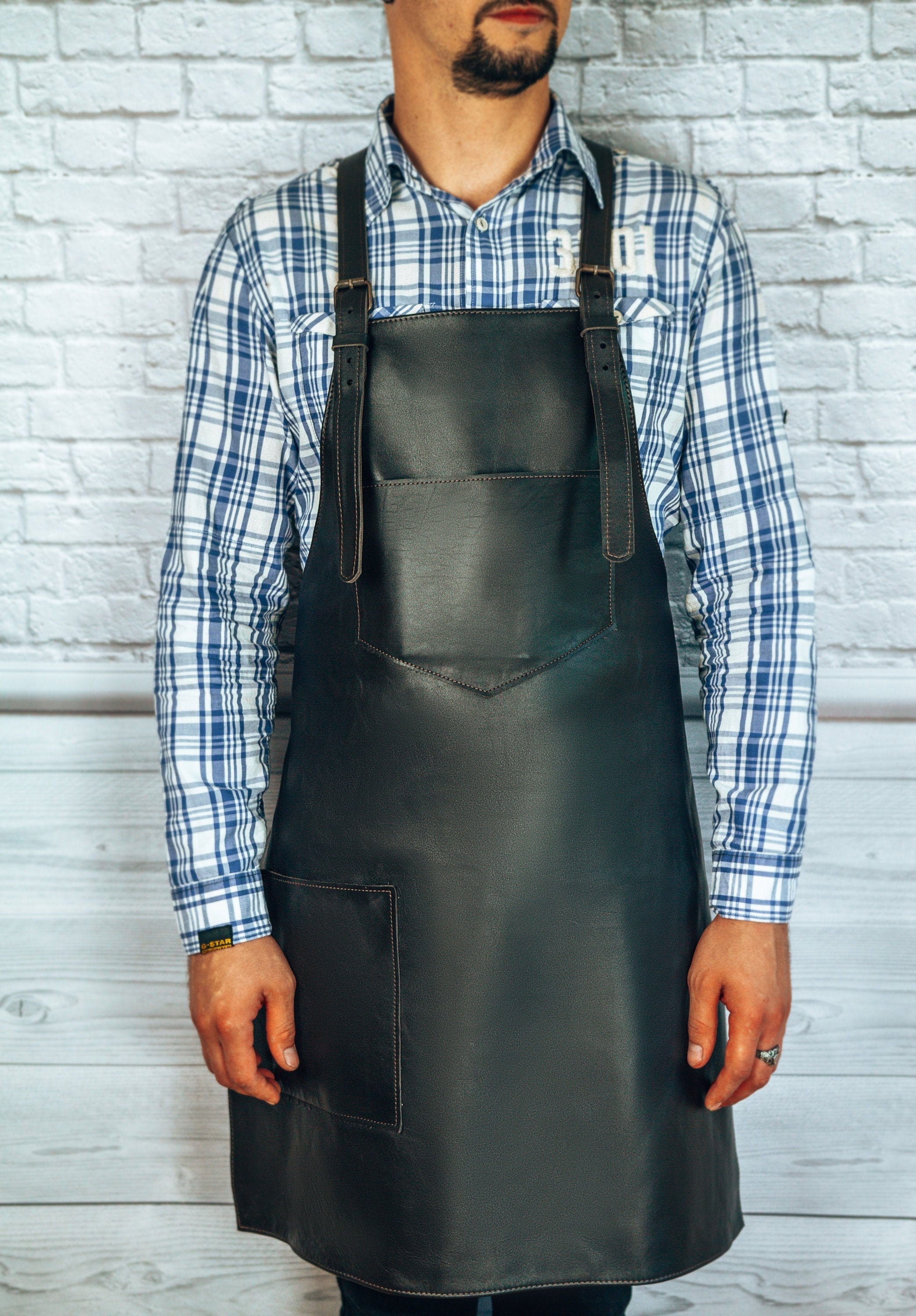 Butcher apronReal leather apronCook apronBBQ apron with Etsy