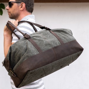 Canvas Weekender Tasche, Custom Herren Reisetasche, Canvas Seesack Herren, Ledertasche personalisiert, Wasserdichter Seesack, Reisetasche Seesack