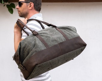 Personalized weekender bag men, Canvas duffle bag, Custom travel bag for men, Weekender bag canvas, Monogram duffle bag, Mens duffle bag