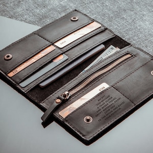 Carteira de couro masculina feita à mão, carteira masculina longa personalizada, carteira masculina gravada, carteira de couro masculina personalizada, porta-cartões masculino carteira de couro
